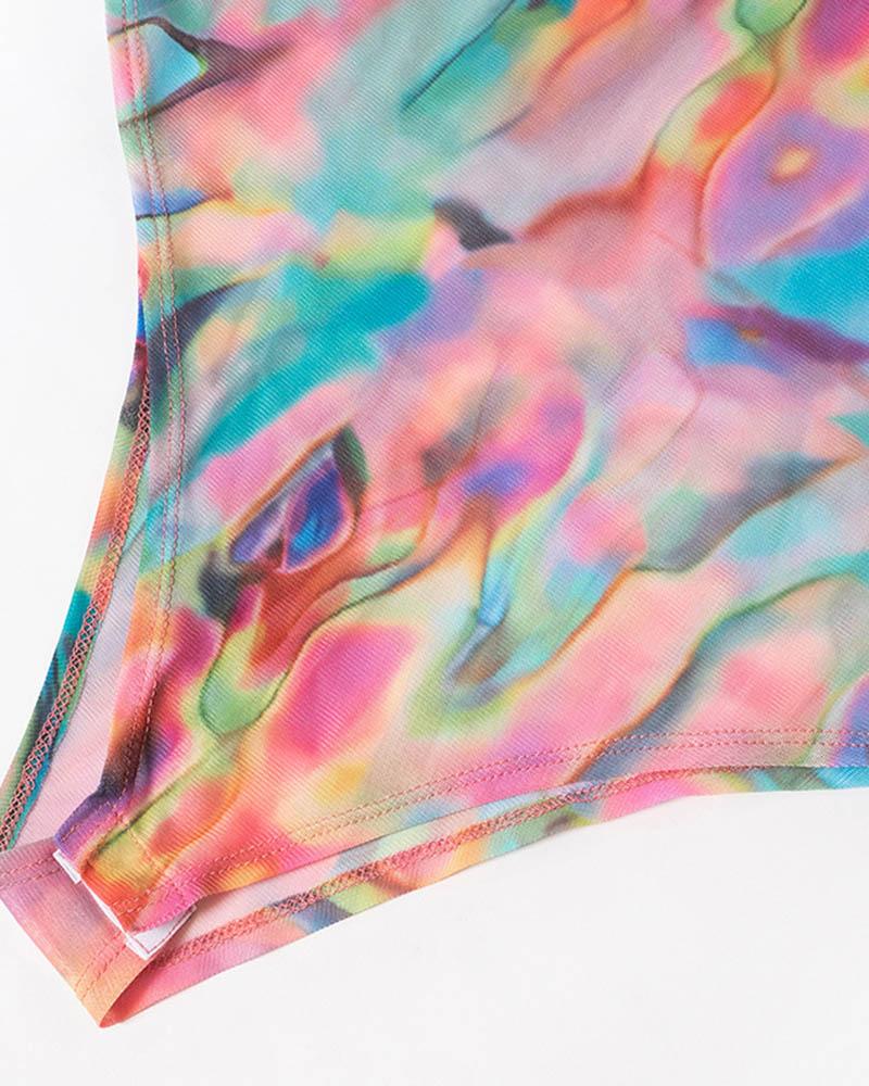 Candy-Colored Printed Long-Sleeve Bodysuit