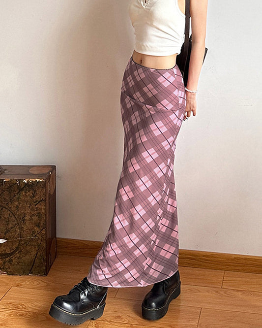 Bascord Maxi Plaid Skirt