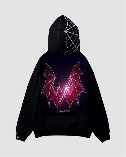 Halloween Bat Rhinestones Hoodie