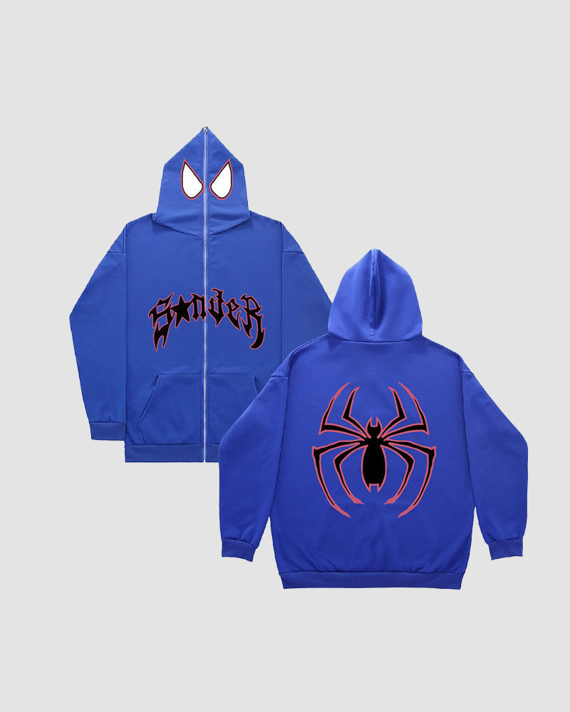 Spider Print Street Zip Up Hoodie