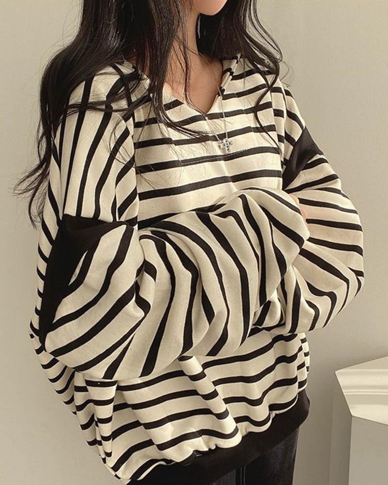 Retro Stripe Oversized Hoodie