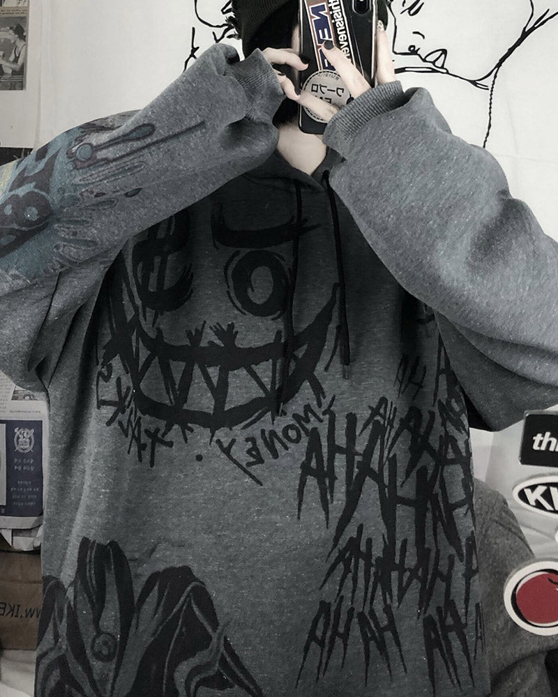 Graffiti Dark Punk Oversized Hoodie