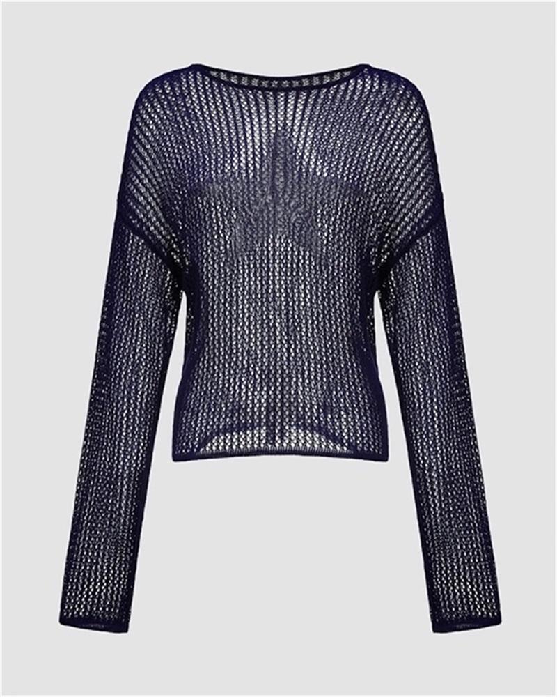 Star Jacquard Long Sleeve Knit Top