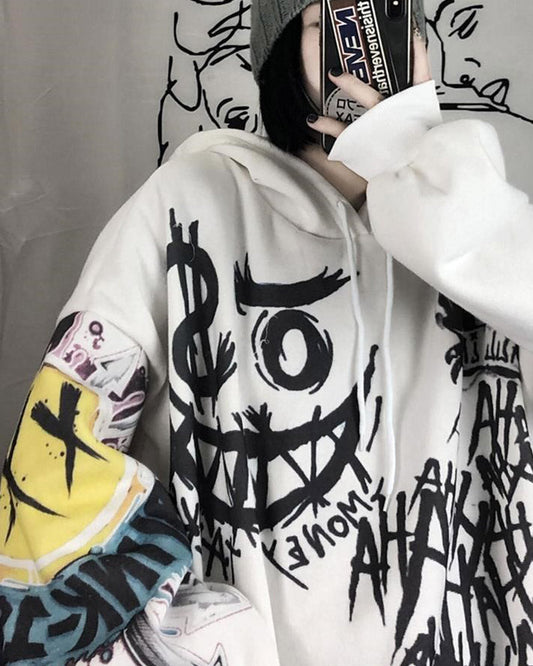 Graffiti Dark Punk Oversized Hoodie