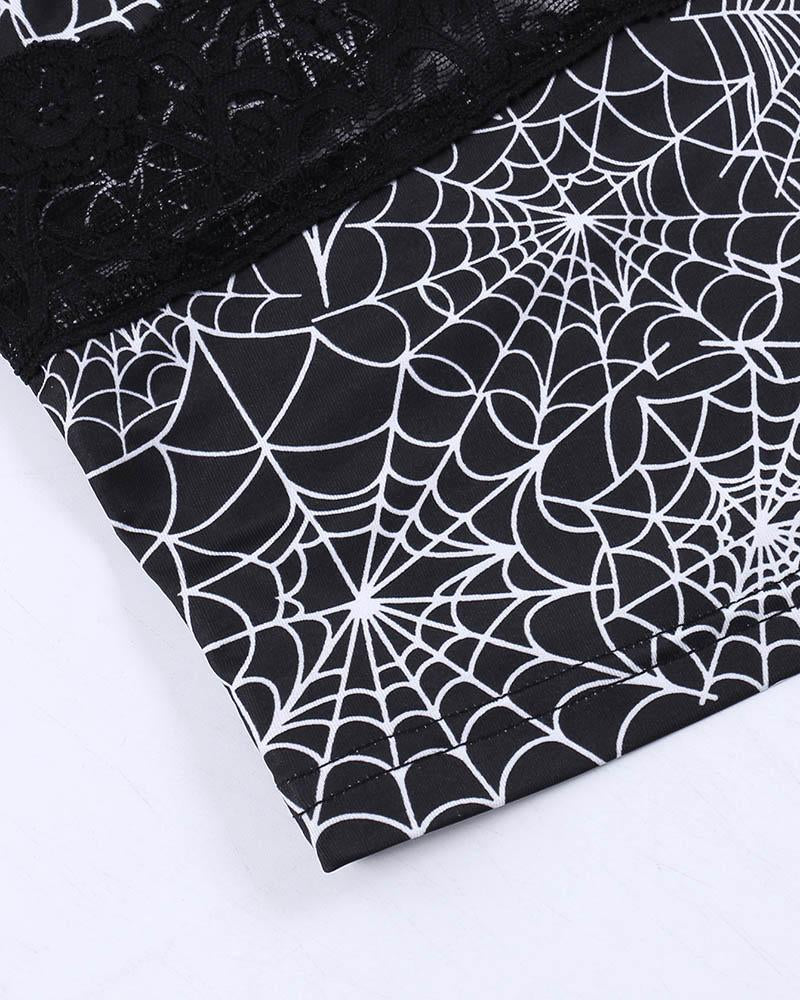 Halloween Spider Web Print Cami Top