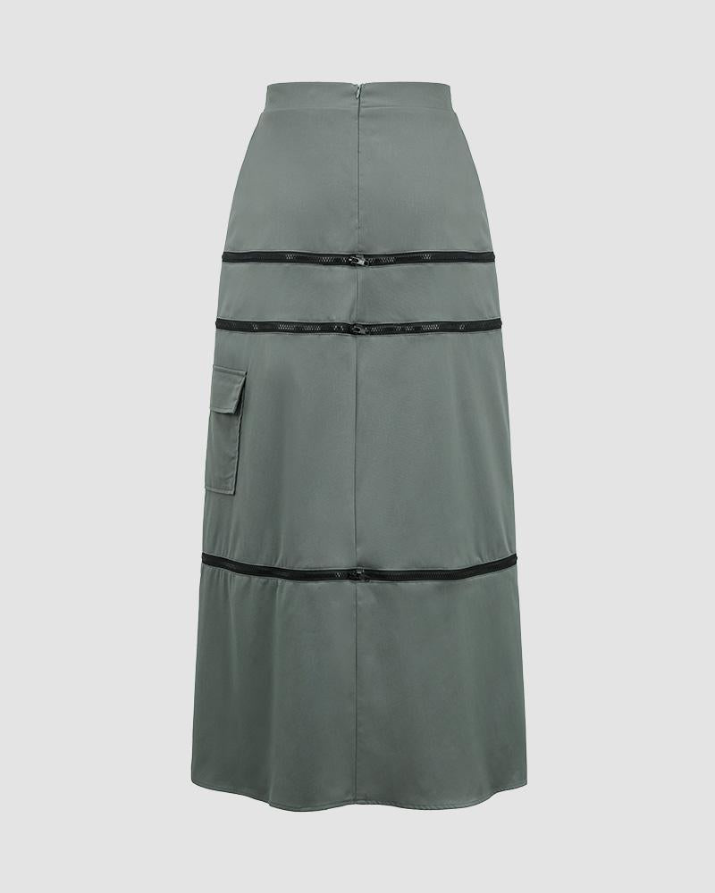 Debbie Striped Cargo Midi Skirt