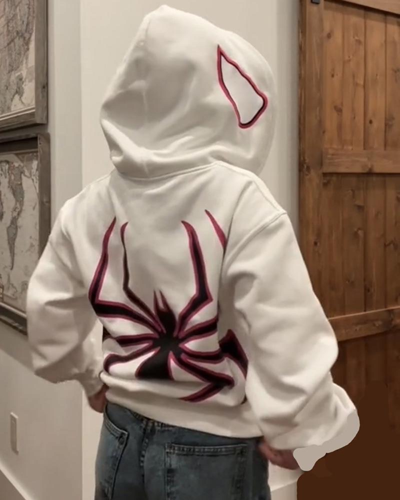 Spider Print Street Zip Up Hoodie