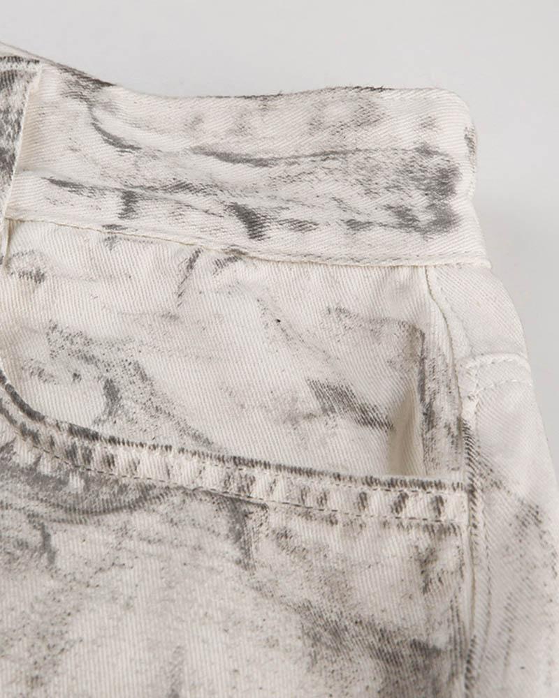 Street Graffiti Washed Baggy Jeans