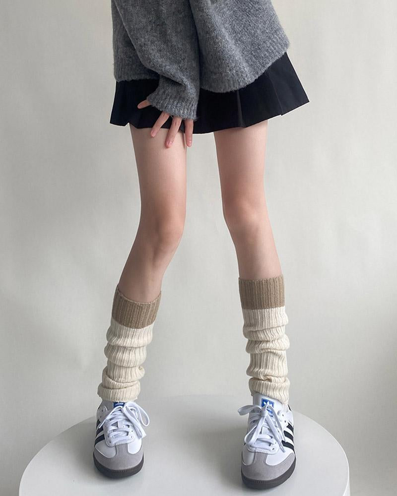 Contrast Color Patchwork Leg Socks