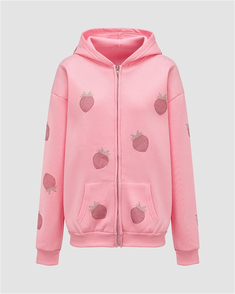 Strawberry Rhinestone Hoodie