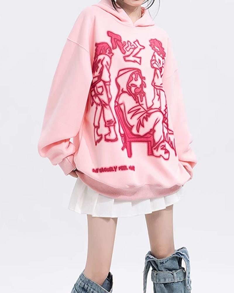 Y2K Graffiti Street Cartoon Character Dynamic Printing Hoodie