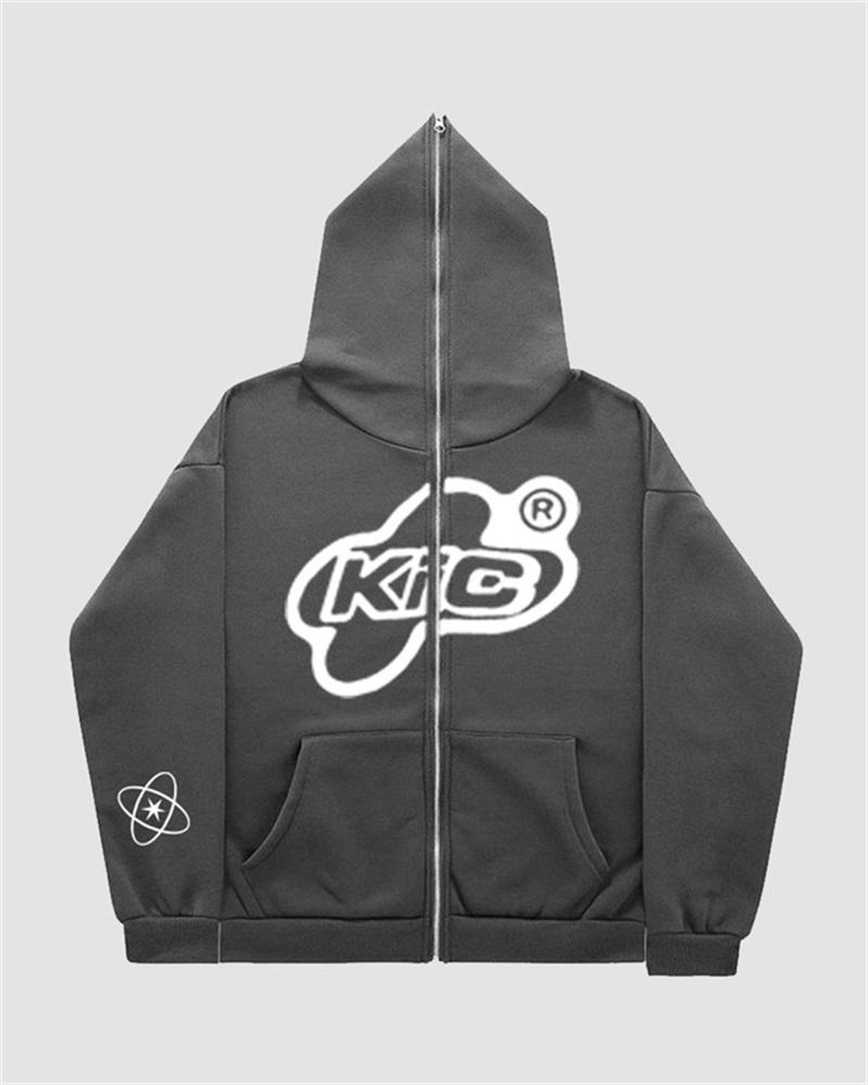 Retro Streetwear Full Zip Hoodie