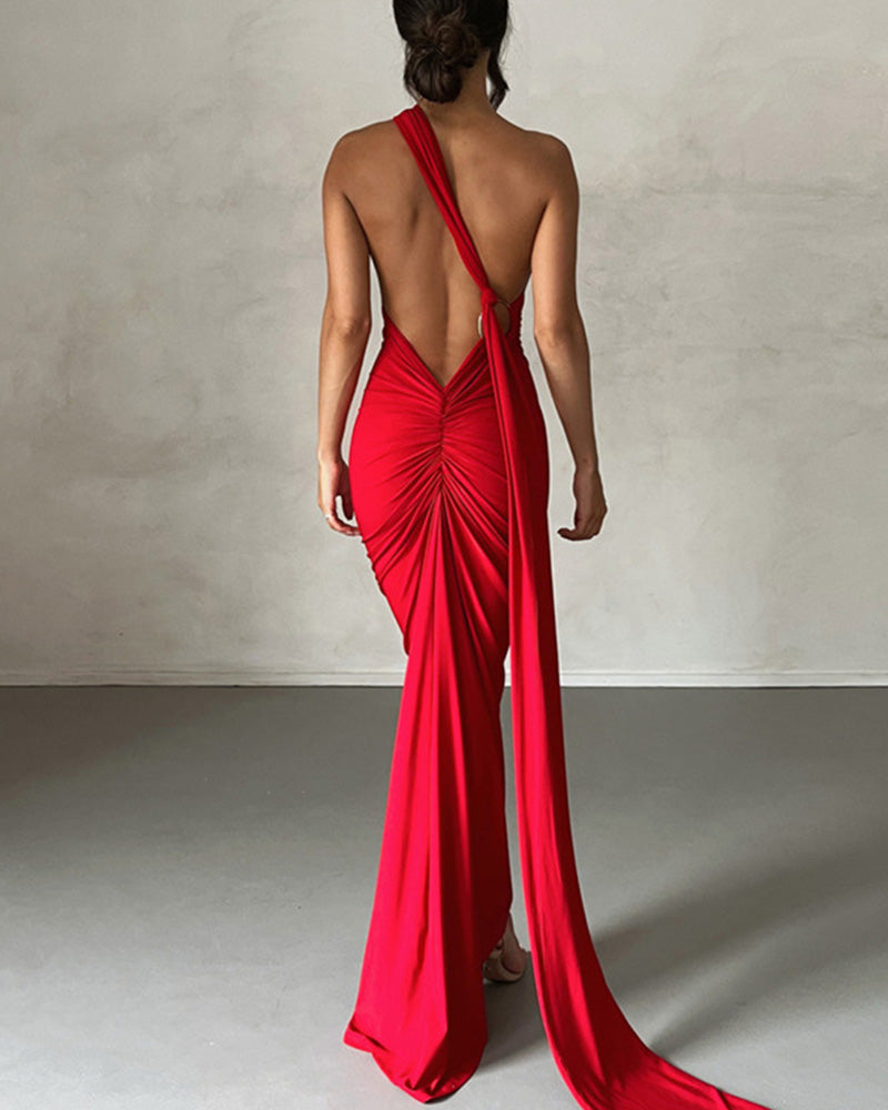 Meriya Swan Backless Maxi Dress