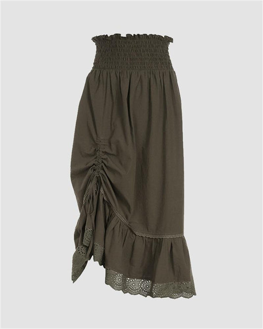 Lace Pleated Maxi Skirt