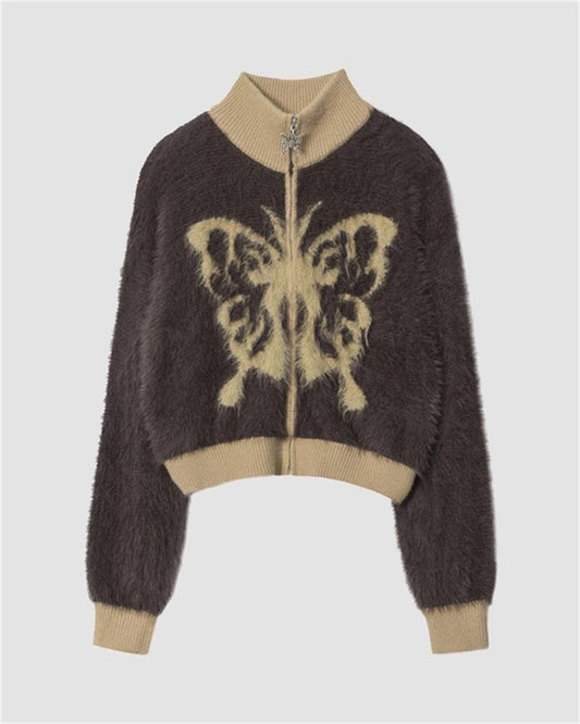 Furry Butterfly Sweater Cardigan