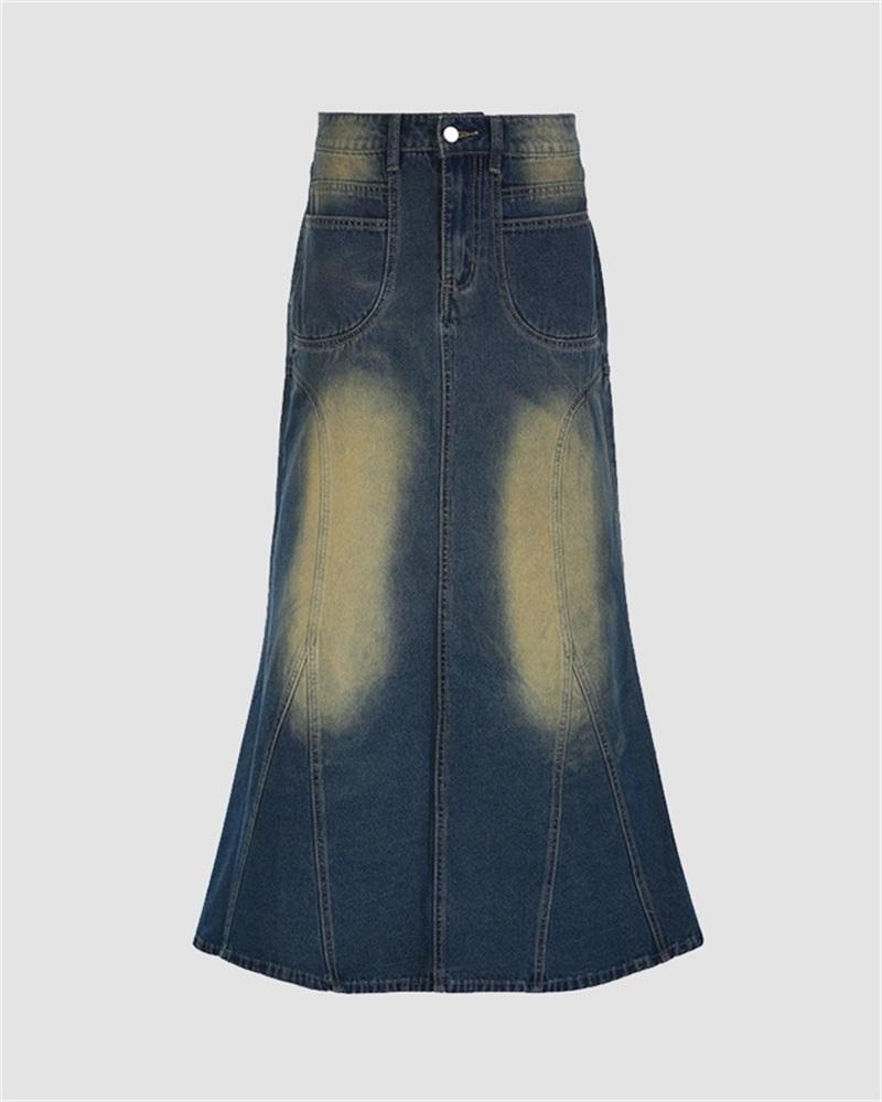 Savage Maxi Flare Denim Skirt