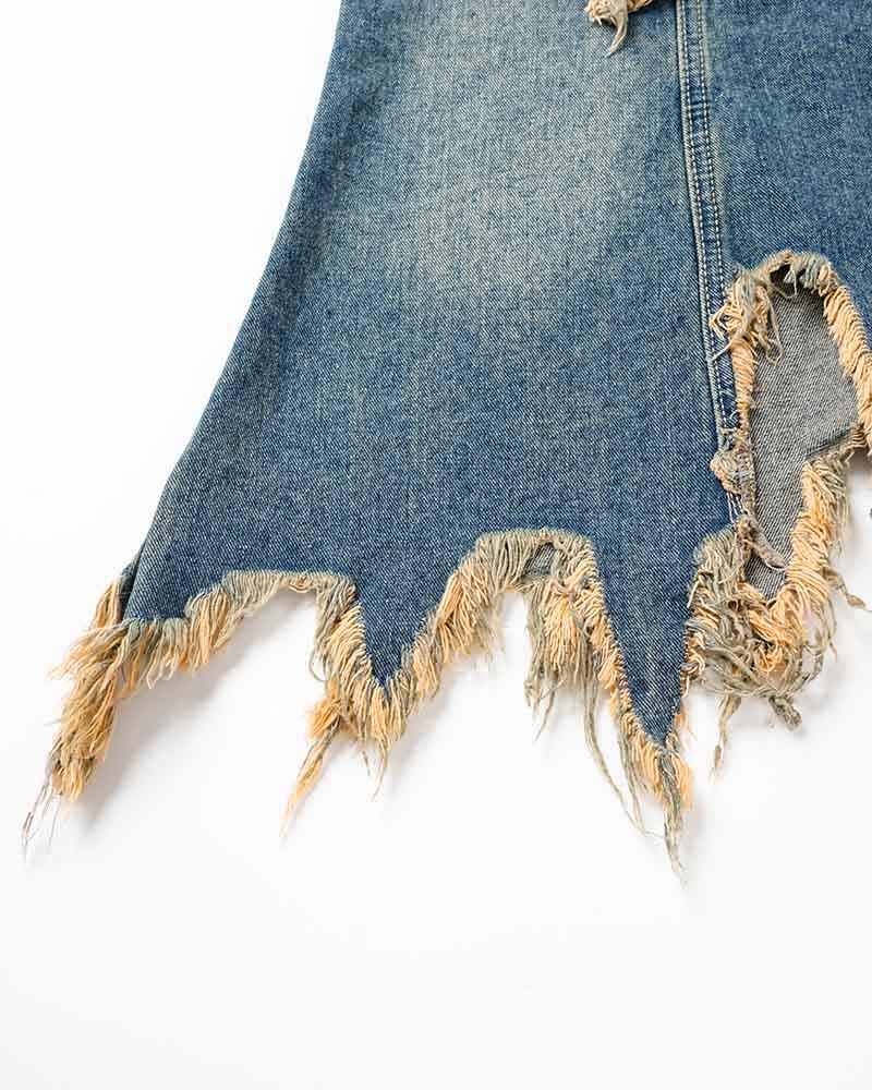 Conjus Distressed Star Denim Skirt