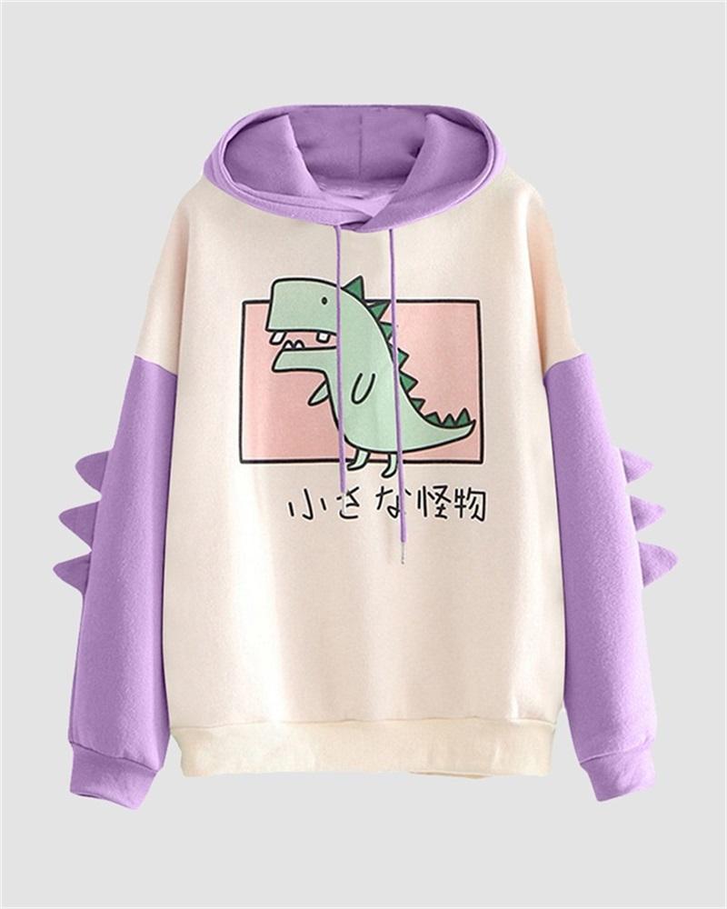 Dinosaur Horn Contrast Hoodie