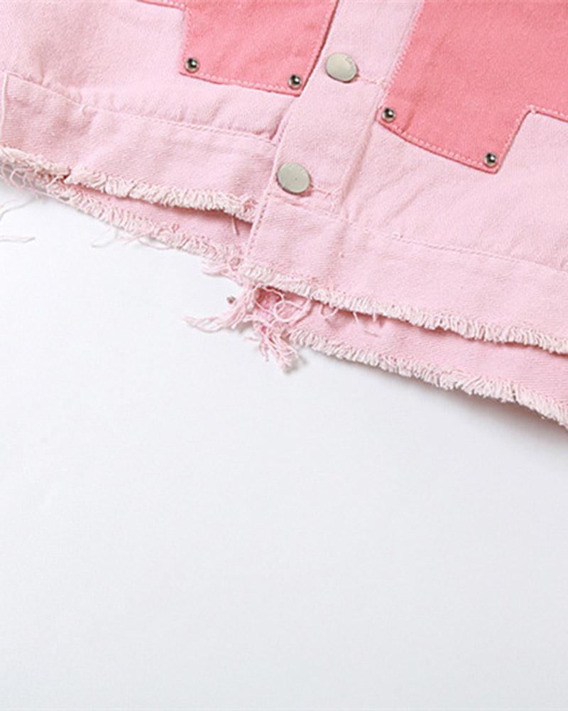 Pinky Patchwork Denim Jacket