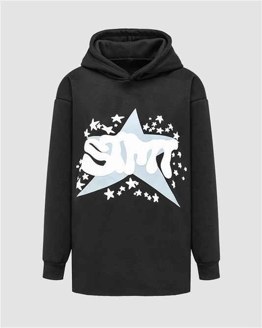 Star Graffiti Print Hoodies