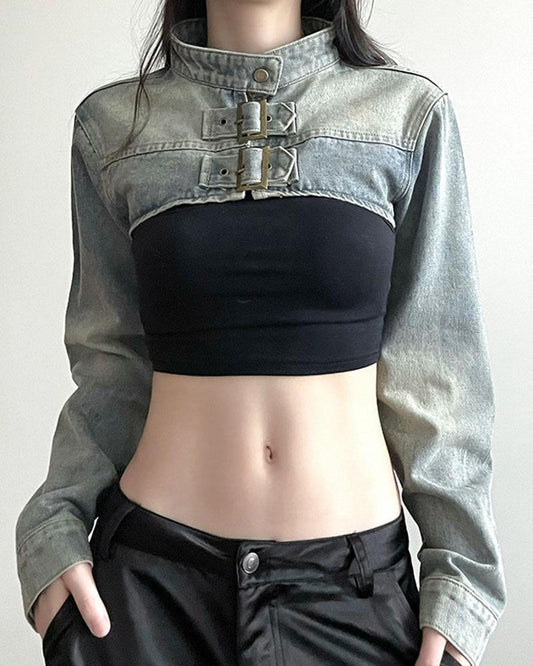 Residue Denim Cropped Jacket