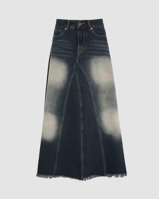 Playfoot Faded Maxi Denim Skirt