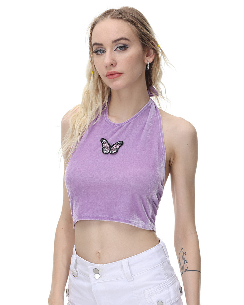 Lavender Butterfly Halter Top