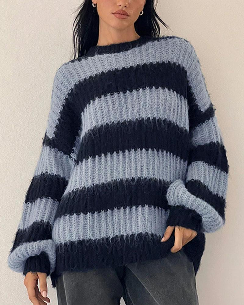 Retro Striped Loose Sweater