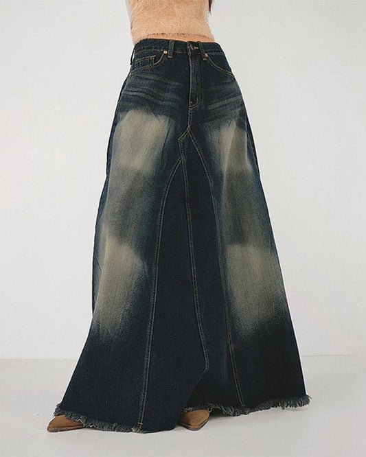 Playfoot Faded Maxi Denim Skirt