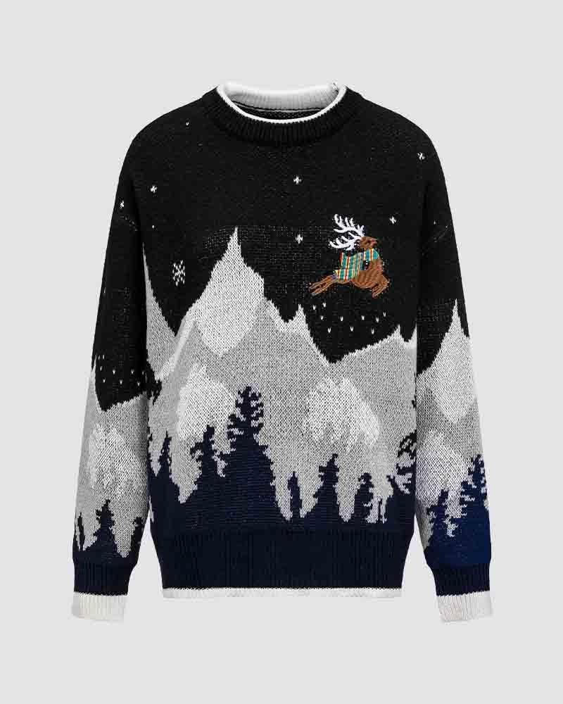 Reindeer Jump Graphic Sweater