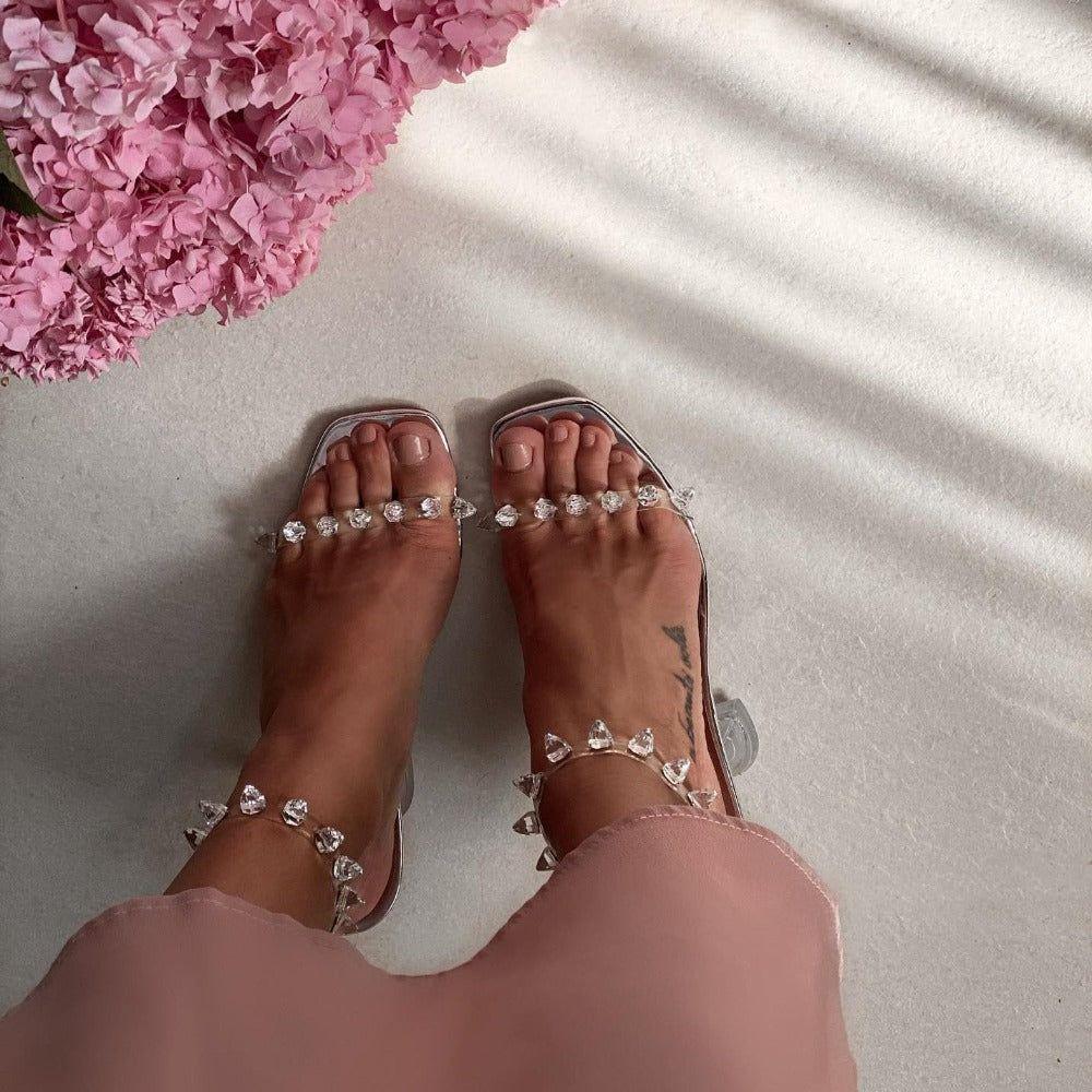 Showing Up Pyramid Heels Studded Sandals