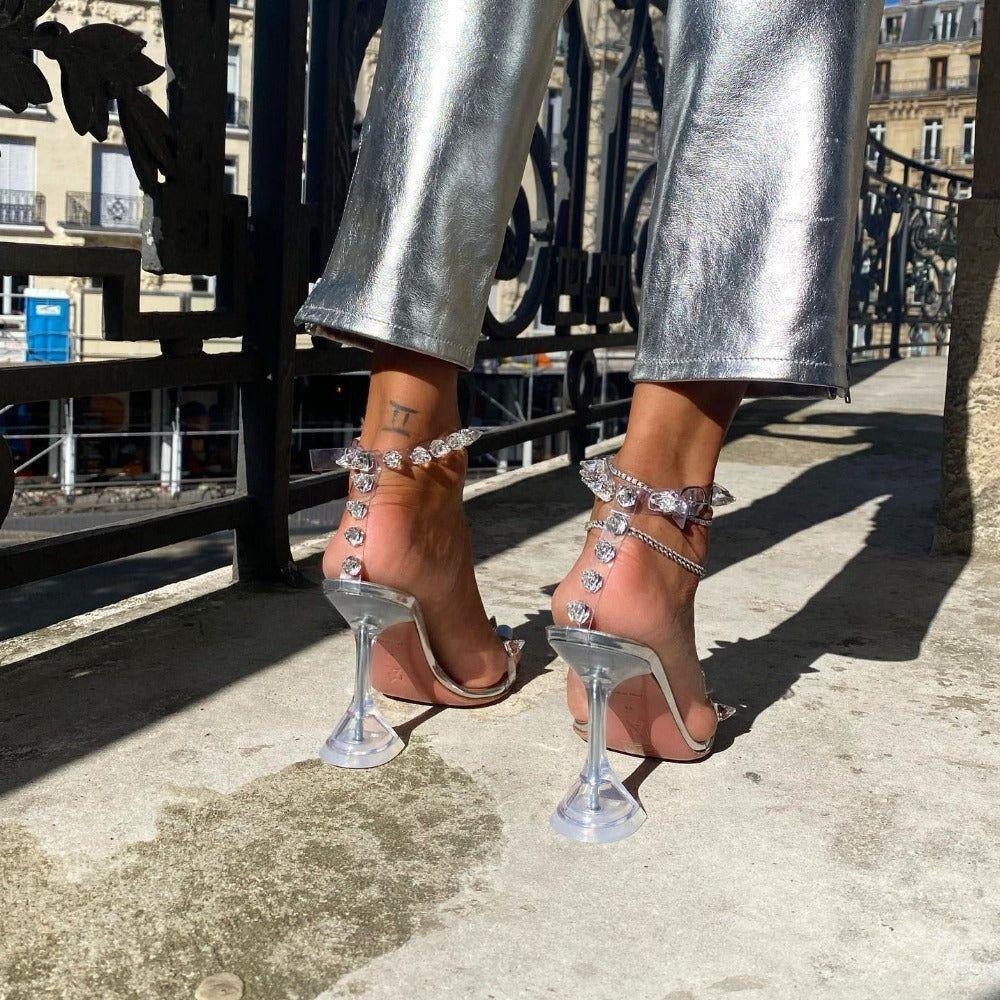 Showing Up Pyramid Heels Studded Sandals