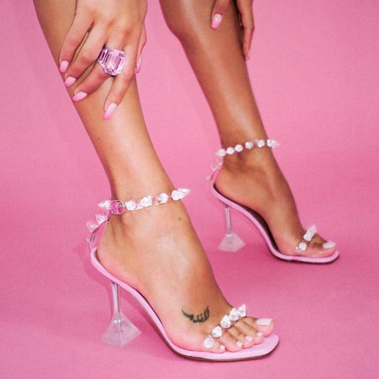 Showing Up Pyramid Heels Studded Sandals