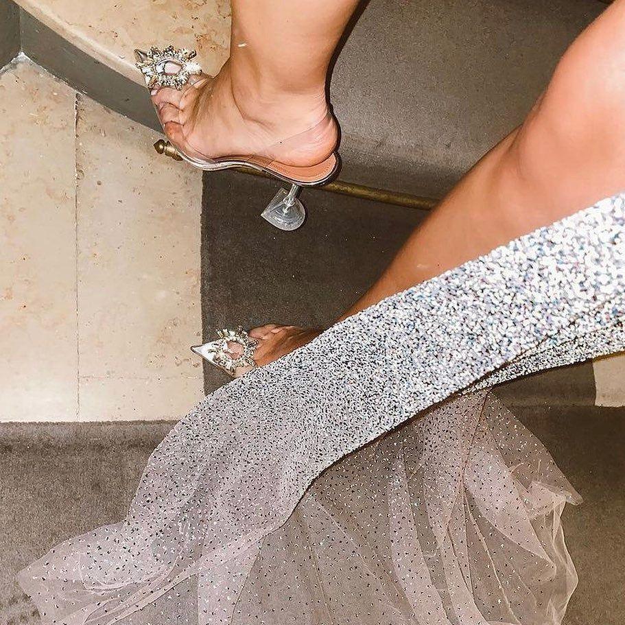 Cinderella Pointed Toe Crystal Brooch Heels