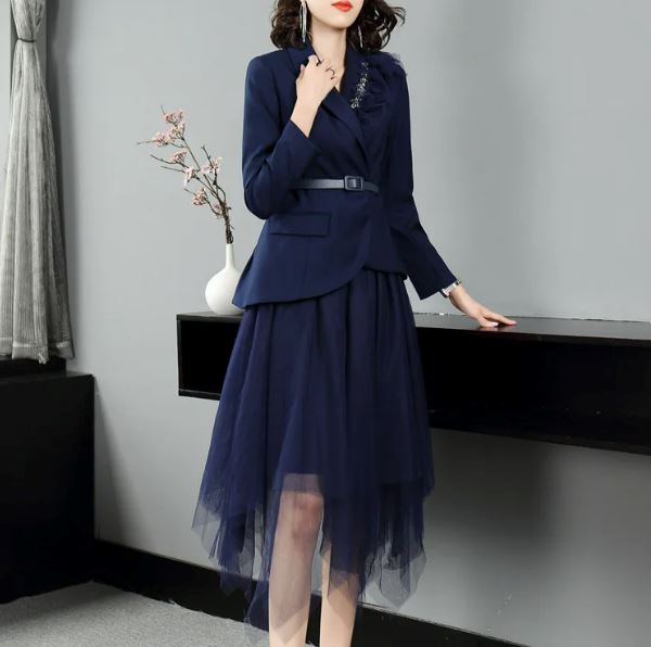 The Siohban Long Sleeve Two Piece Dress - Multiple Colors