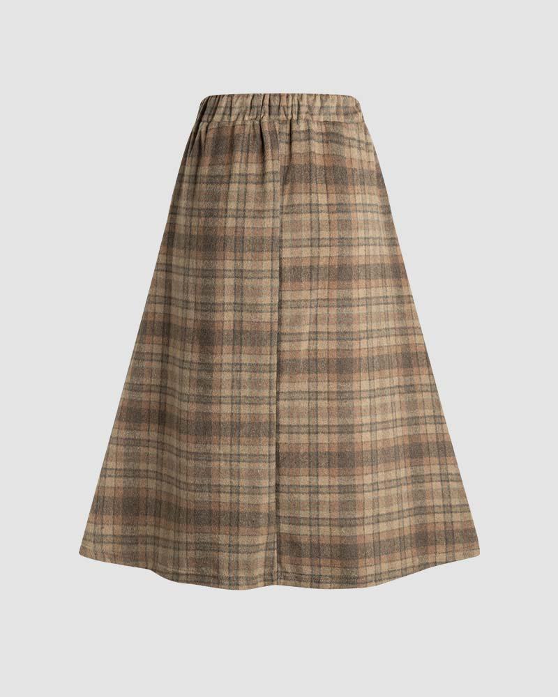 Lushingfell High Waist Plaid Skirt