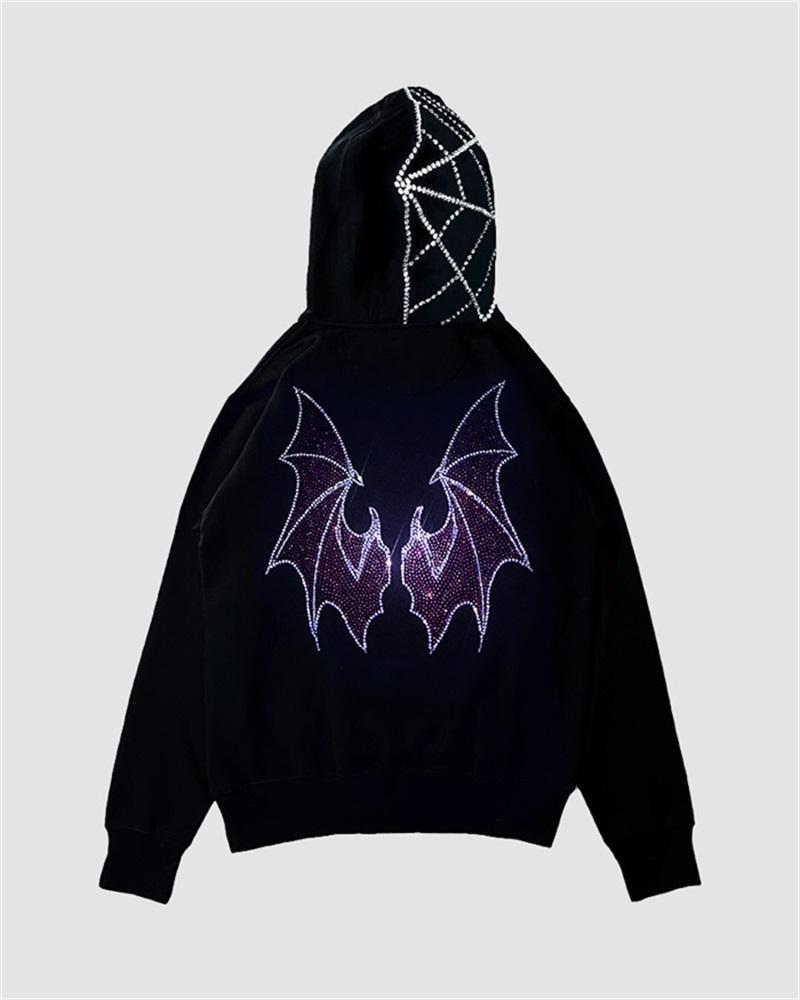 Halloween Bat Rhinestones Hoodie