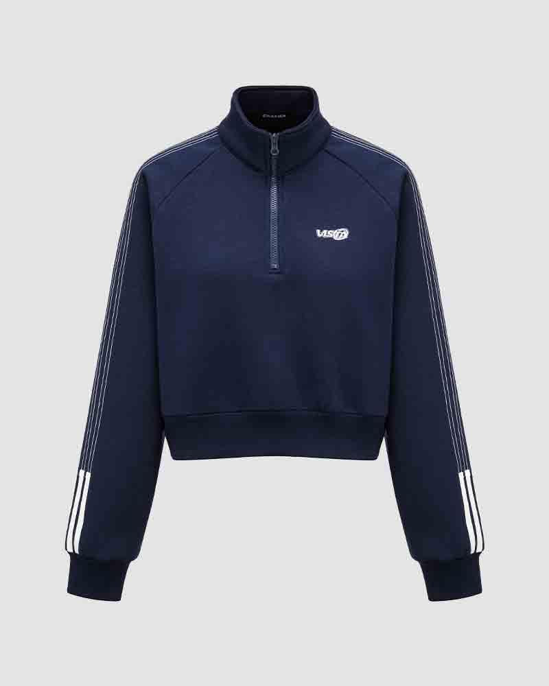 On Track Zip Polo Cropped Jumper