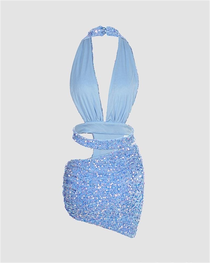 Sequin Halter Mini Dress