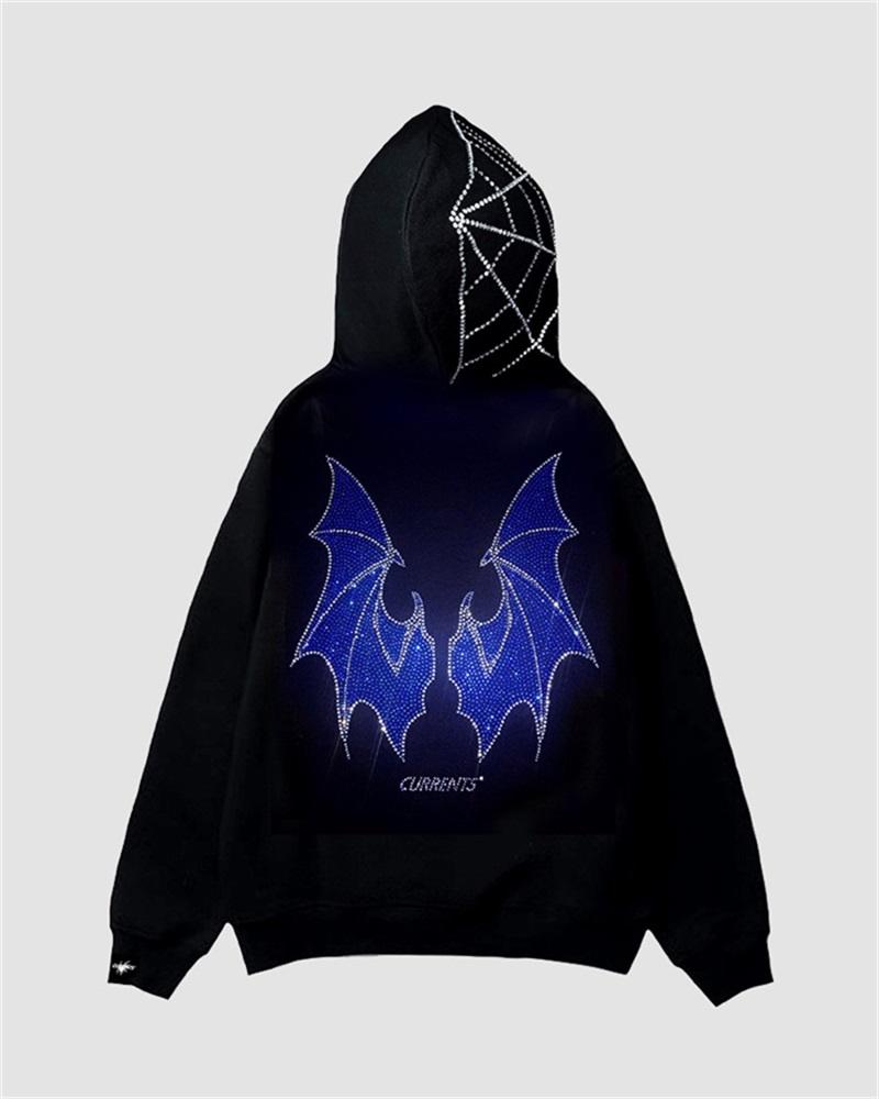 Halloween Bat Rhinestones Hoodie