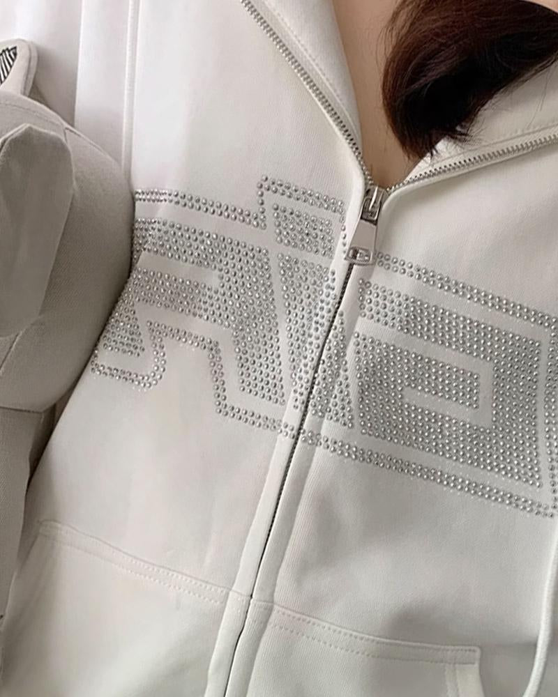 Y2k Hot Diamond Letter Printed Hoodie