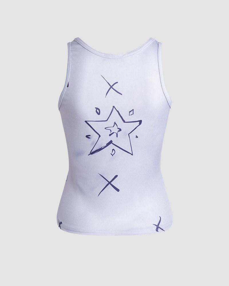 Starry Powered Distressed Tank Top