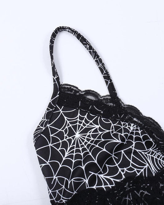 Halloween Spider Web Print Cami Top