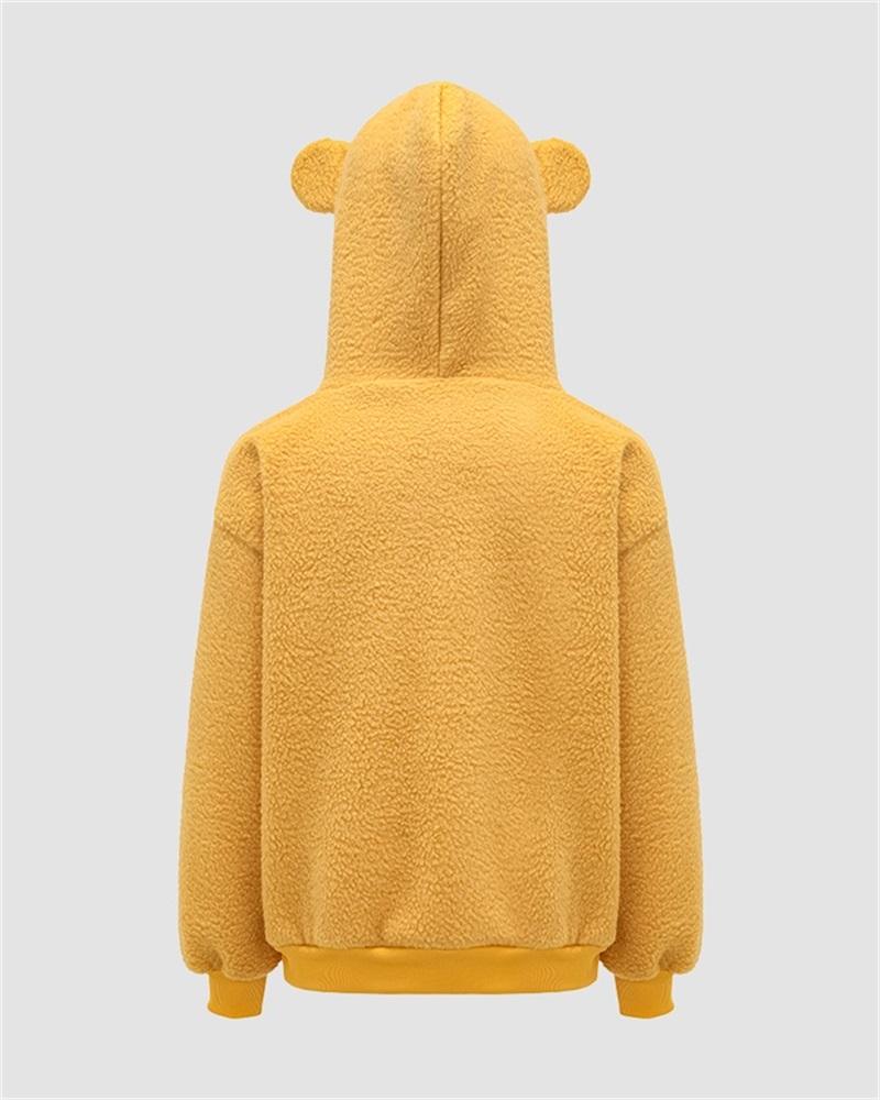 Bear Ear Fuzzy Pullover Hoodies