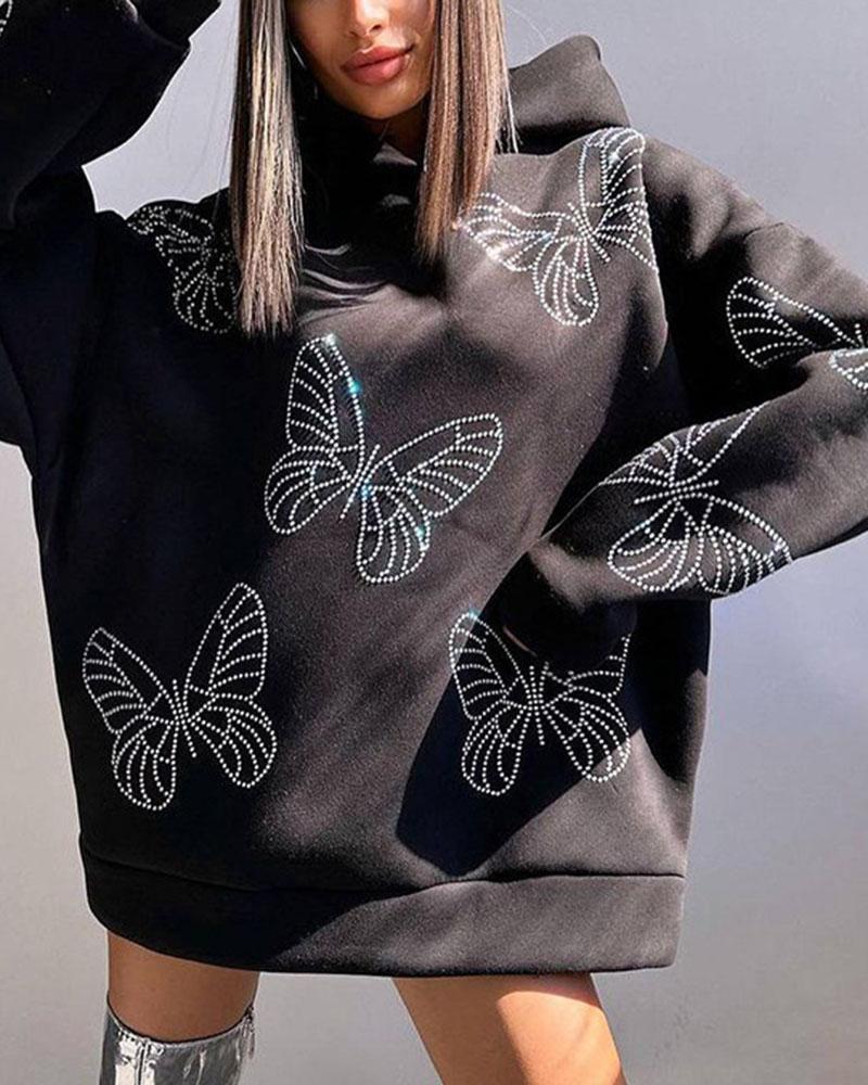 Butterfly Diamond Full Print Sweatshirt