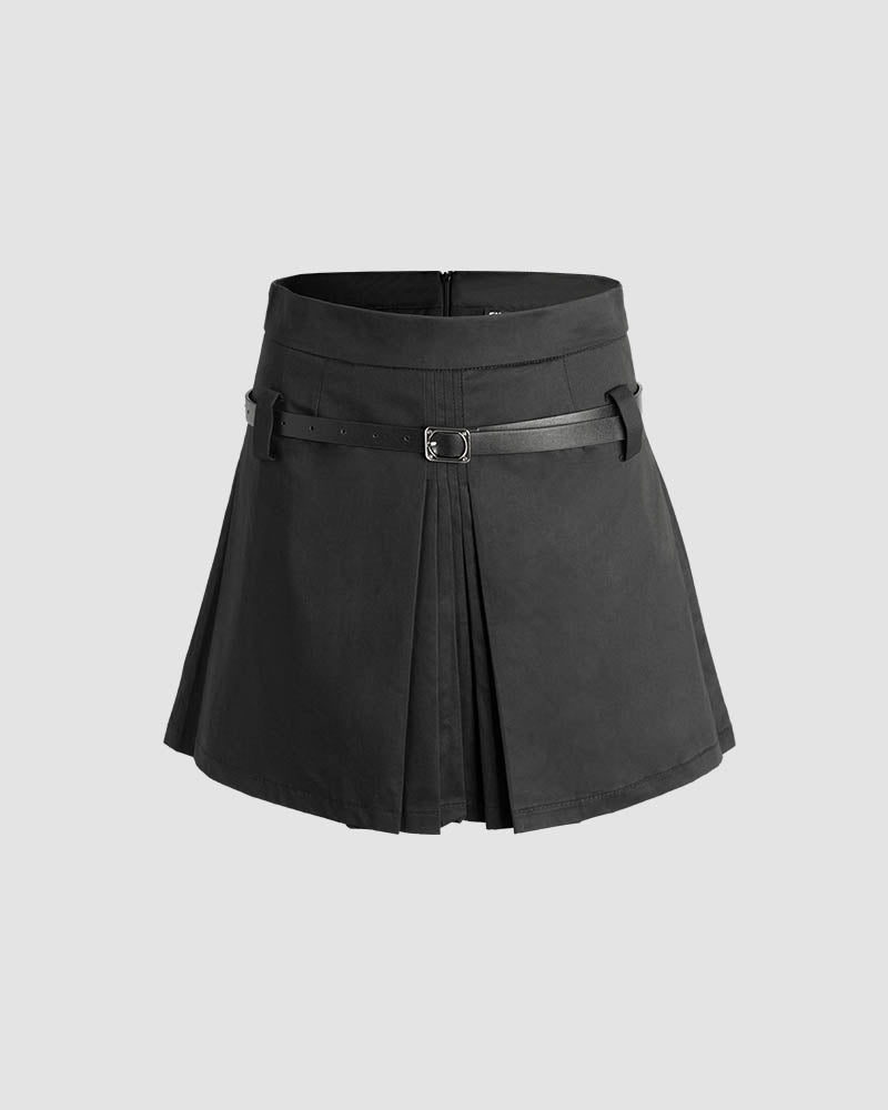 Chrono Glacier Belted Skirt