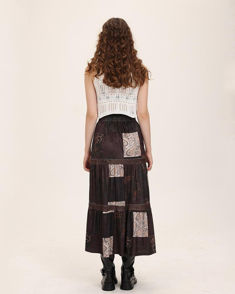 Cottage Grunge Patchwork Maxi Skirt