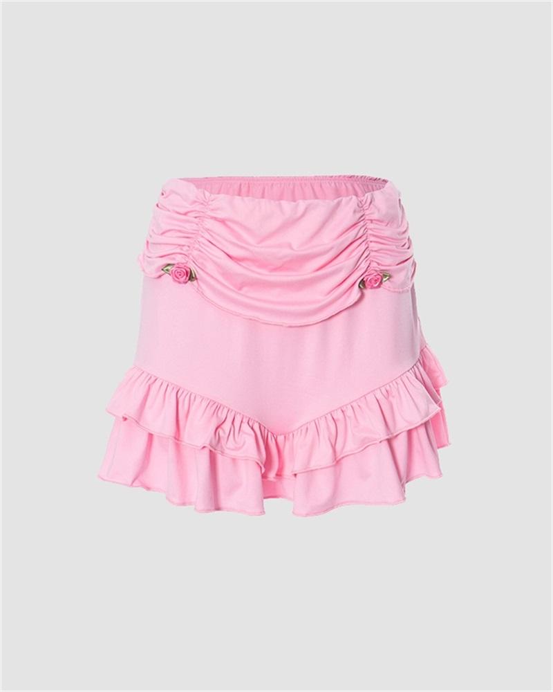 Pinky Rosebud Mini Skirt