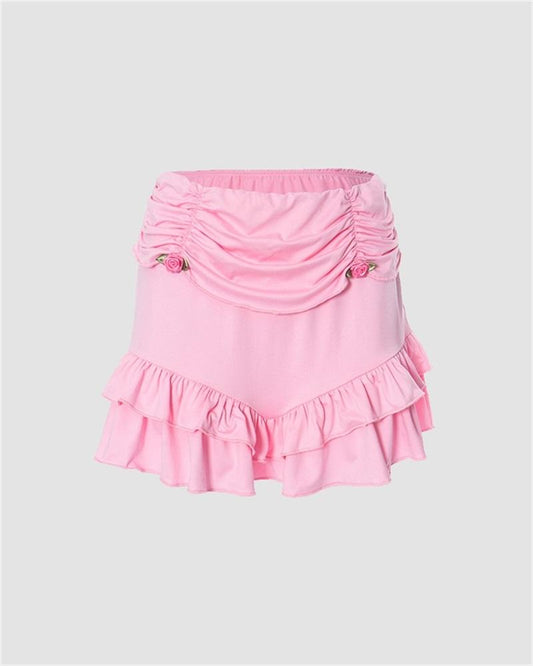 Pinky Rosebud Mini Skirt