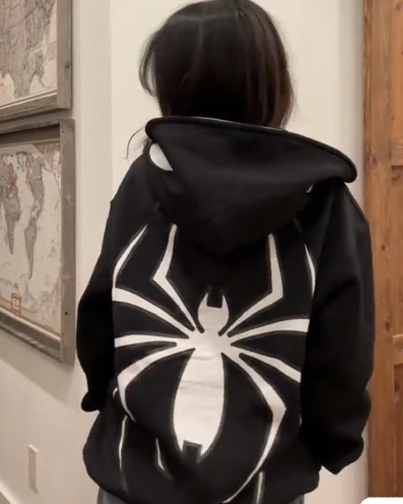 Spider Print Street Zip Up Hoodie